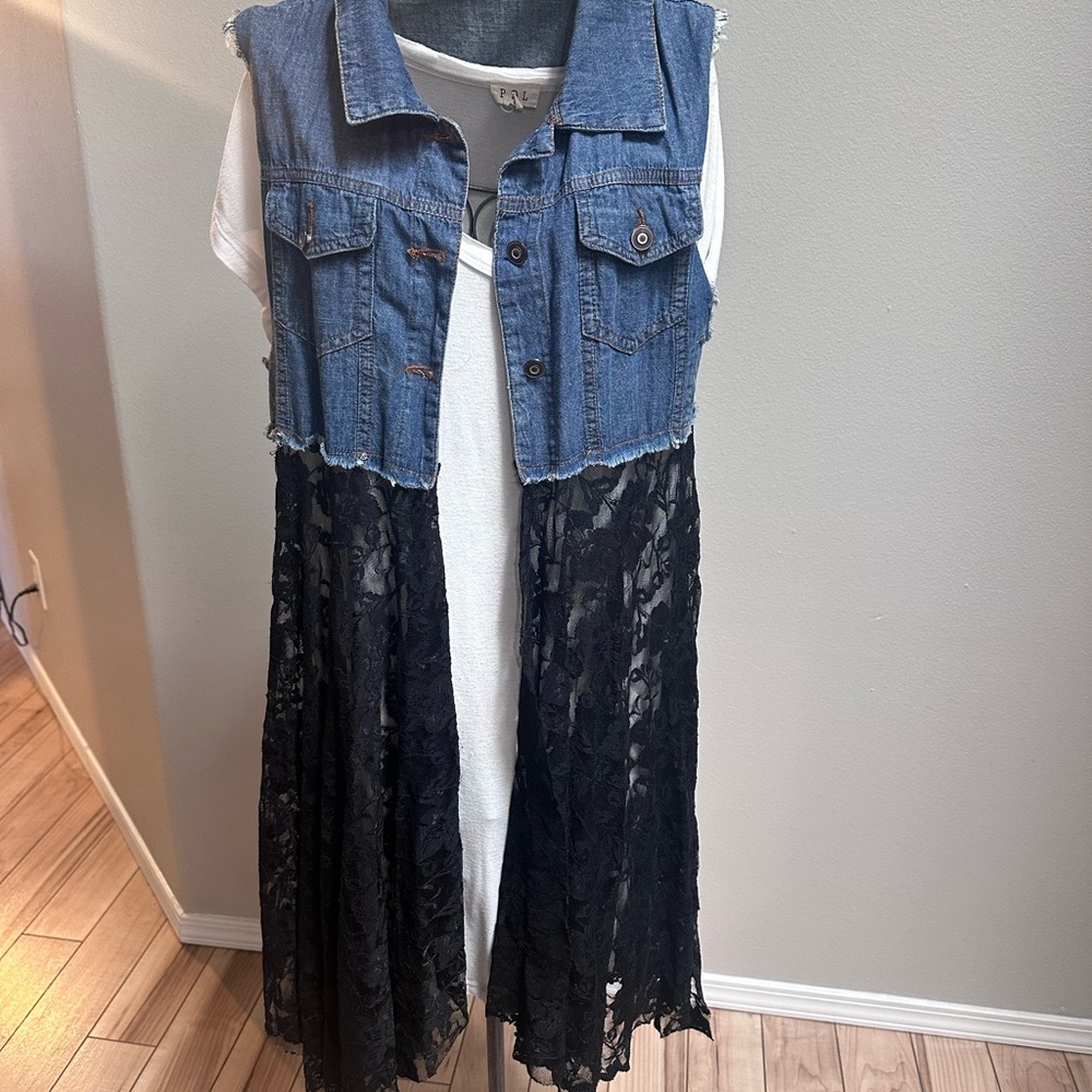 Denim and Lace Vest Dress